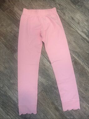 Girls' Light Pink Scalloped Hem Leggings